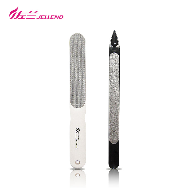 JELLEND 2Pcs Stainless Steel Nail File Nail Art File Care Set Nail Sanding Polishing Buffer Files Smooth Manicure Pedicure Tools
