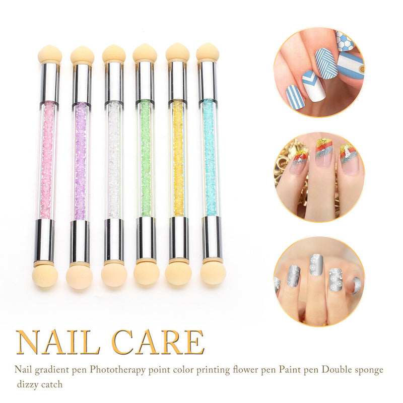 1pc Nail Brush Set Women Nail Care Glitter Powder Picking Dotting Gradient Pen Brush Sponge DIY Professional Nail Art Tools