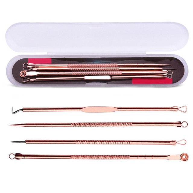 4 Pcs/Set Acne Blackhead Removal Needles Stainless Pimple Spot Comedone Extractor Cleanser Beauty Face Clean Care Tools