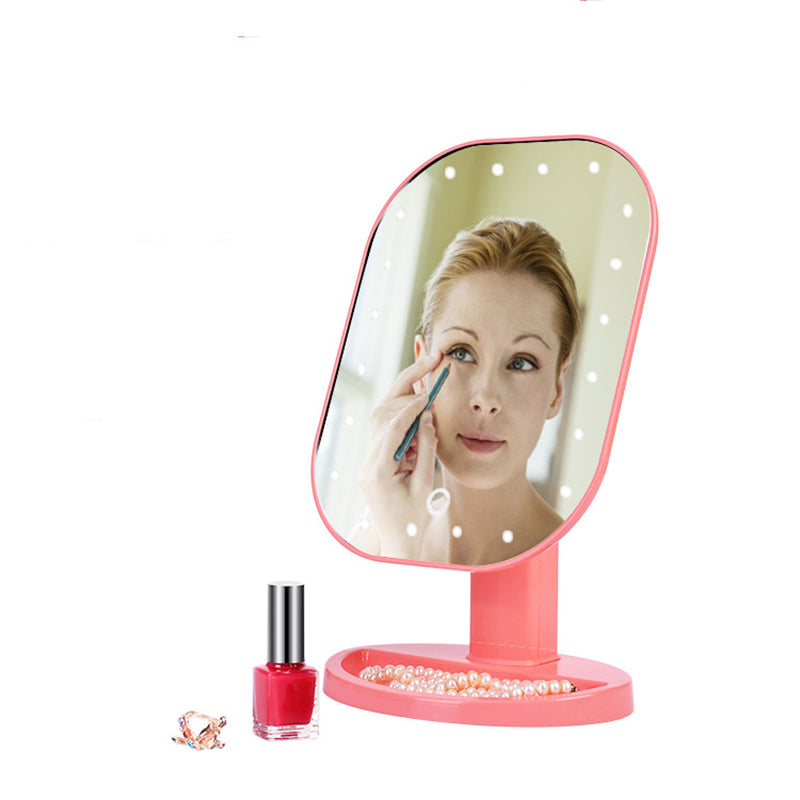 CN-RUBR New Professional LED Light Touch Screen Mirror for Women Beauty Cosmetic Square Vanity Mirror Desk Stand Makeup Mirrors