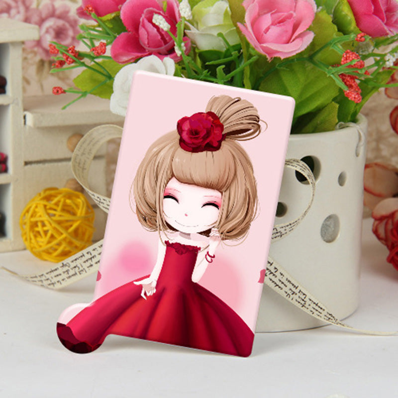 Mini Beauty Girl Portable Mirror Cute Cartoon Pocket Makeup Mirror Wedding Gifts Unbreakable Mirror Espelho De Maquiagem