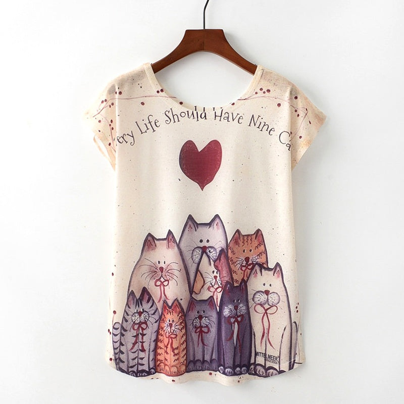 Nice Cat Print Tshirt