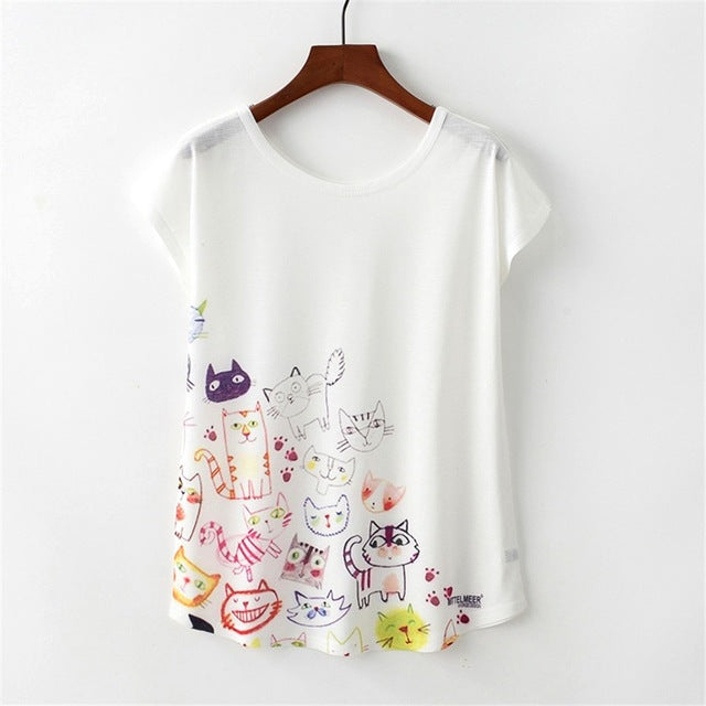 Nice Cat Print Tshirt