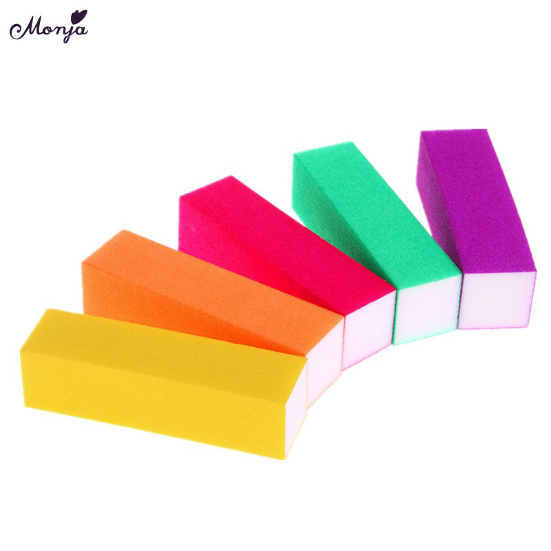5Pcs Nail Art Fluorescent Sand Buffer Block Natural False Gel Polish Varnish Nails Care Beauty Polishing Grinding Foam File Kits