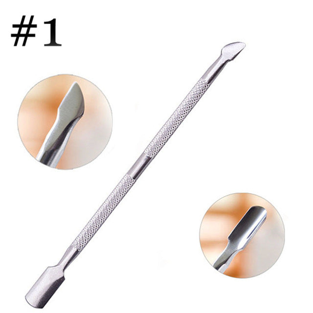 1PC Professional Stainless Steel Cuticle Spoon Set Removal Gel Nail Art Tools Double Ended Nail Pusher Skin Caring Manicure Tips