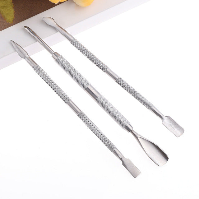 1PC Professional Stainless Steel Cuticle Spoon Set Removal Gel Nail Art Tools Double Ended Nail Pusher Skin Caring Manicure Tips