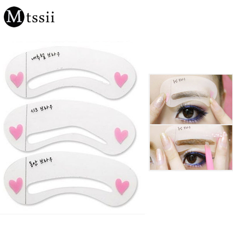 MTSSII 3 Styles Eyebrow Shaping Stencils Grooming Kit Makeup Shaper Set Template Tool